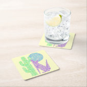 Zの紫色のコヨーテのオオカミのカラフルな南西デザイン スクエアペーパーコースター (インサイチュ)