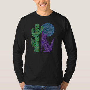 Zの紫色のコヨーテのオオカミのカラフルな南西デザイン Tシャツ