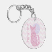 Zの赤い猫およびパーソナライズな月の猫好き キーホルダー (正面左)