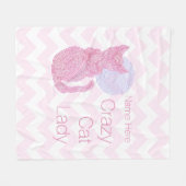 Zの赤い猫および月熱狂するな猫の女性 フリースブランケット (正面(横))