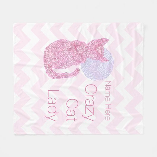 Zの赤い猫および月熱狂するな猫の女性 フリースブランケット (正面(横))