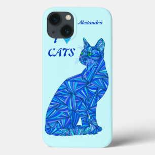zの青い着席猫ifonx78はかわいいこれを個人化します iPhone 13ケース