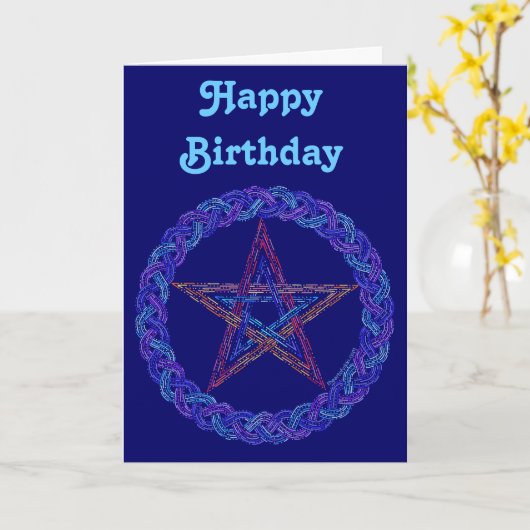Zの魔法の事の五芒星のウィッカ信者のバースデー・カード カード (黄色い花)