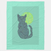 Zの黒猫および月の猫好きのネコ科の子ネコ フリースブランケット (正面)