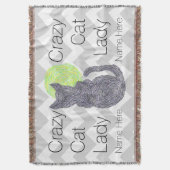 Zの黒猫および月の猫好き熱狂するな猫の女性 スローブランケット (正面縦)
