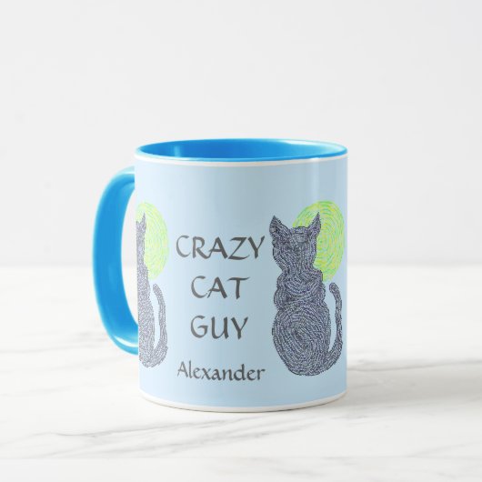 Zはこのおもしろい熱狂するな猫の人のコーヒーカップを個人化します マグカップ (正面左)