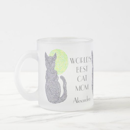 Zはこの世界で最も最高のな猫のお母さんのコーヒーカップを個人化します フロストグラスマグカップ (左)