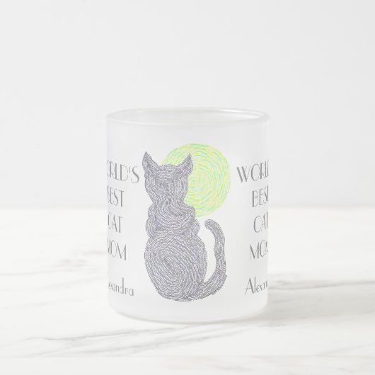 Zはこの世界で最も最高のな猫のお母さんのコーヒーカップを個人化します フロストグラスマグカップ (中央)