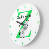 ZはシマウマおよびZack子供の寝室のためです ラージ壁時計 (傾斜)