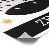 Zはゼブラのアルファベット、保育園、寝室、子供部屋の壁アート ポスター (角)