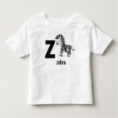 Zはゼブラ用：愛らしいアルファベット トドラーTシャツ (正面)