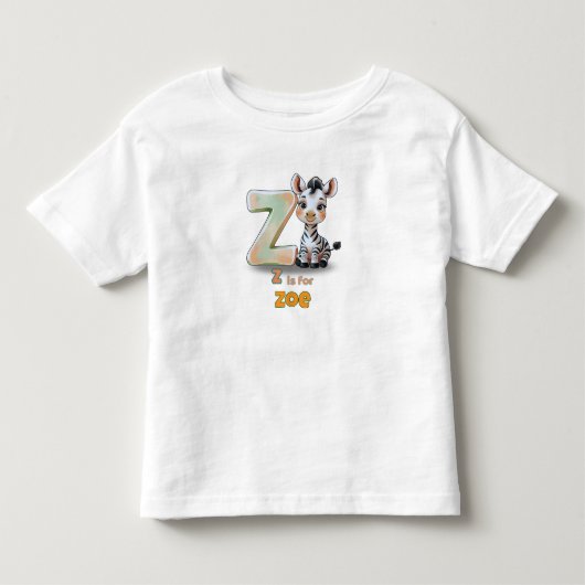 ZはZoeのための - 名前入り子供用Tシャツ トドラーTシャツ (正面)