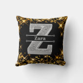 Zイニシャルパーソナライズされたシルバーモノグラムあなたのお名前 クッション (裏面)