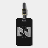 Zイニシャルパーソナライズされたシルバーモノグラムあなたのお名前 ラゲッジタグ (正面縦)