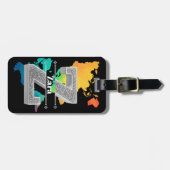 Zイニシャルパーソナライズされたシルバーモノグラムあなたのお名前 ラゲッジタグ (正面横)