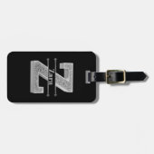 Zイニシャルパーソナライズされたシルバーモノグラムあなたのお名前 ラゲッジタグ (正面横)