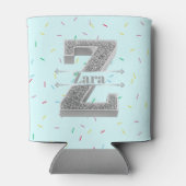 Zイニシャルパーソナライズされたシルバーモノグラムあなたのお名前 缶クーラー (裏面)