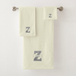 Zイニシャルパーソナライズされたシルバーモノグラムあなたの名前B バスタオルセット
