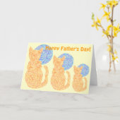 Zオレンジの猫と月の父おもしろいの日 カード (黄色い花)