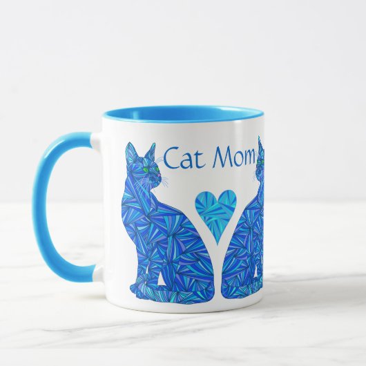 Zカスタムな猫のお母さん抽象的な着席猫のコップ マグカップ (左)