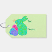 Zグリーンイースターバニーイースターエッグカラフルウサギ ギフトタグ (裏面横)