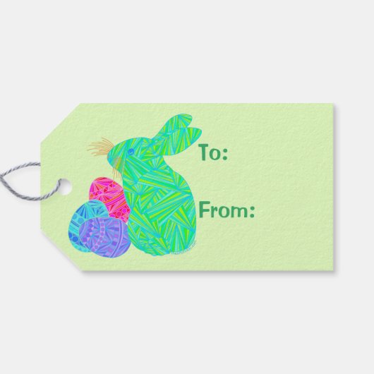 Zグリーンイースターバニーイースターエッグカラフルウサギ ギフトタグ (裏面横)