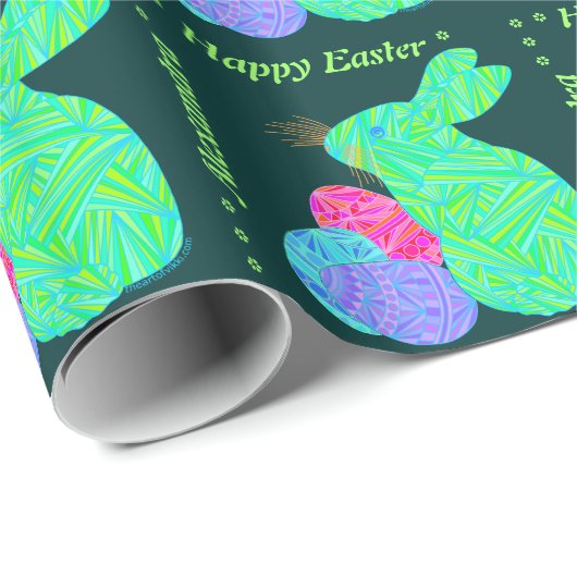 Zグリーンパーソナライズされたイースターバニーエッグズギフトラップ ラッピングペーパー (ロールコーナー)