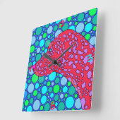 zダルマカラフルチア水玉模様ドッグアートデコールクロック スクエア壁時計 (傾斜)