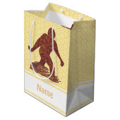 Zビッグフットの歩くのサスカッチの黄色およびブラウン ミディアムペーパーバッグ (裏面アングル)