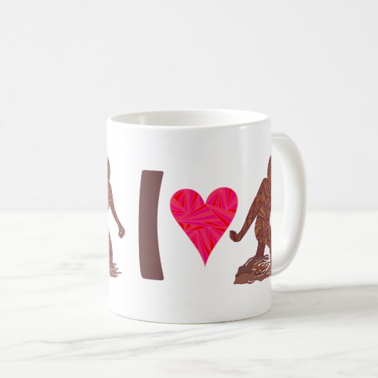 Zビッグフットの歩くのサスカッチIのハートのビッグフットのユーモア コーヒーマグカップ (正面右)