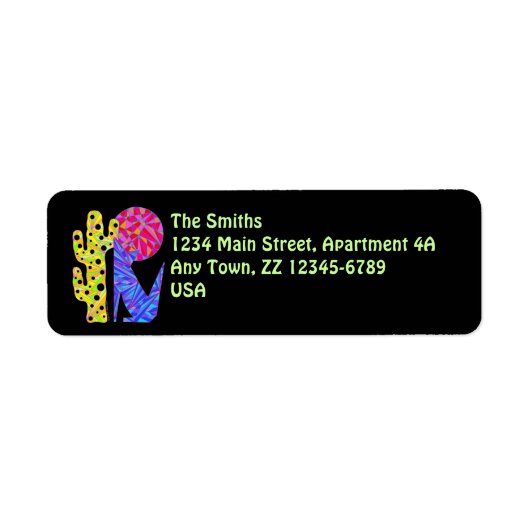 Zブルーカラフルコヨーテウルフアート ラベル (正面)