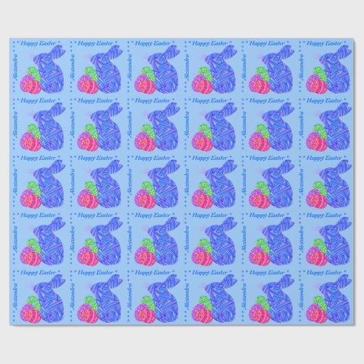 Zブルーパーソナライズされたイースターバニーイースターエッグ ラッピングペーパー (フラット)