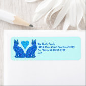 Zブルー抽象芸術猫とハートアート ラベル (インサイチュ)