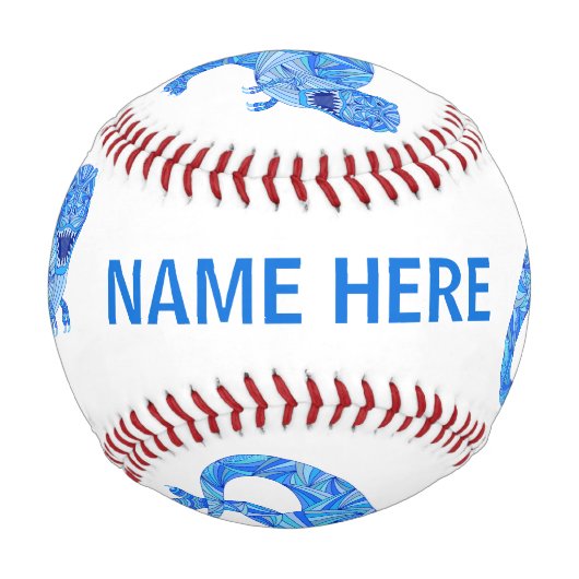 ZブルーTレックスカラフル先史時代の動物 野球ボール (正面)