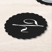Zモノグラムイニシャルホワイトオンブラック ペーパーコースター (アングル)