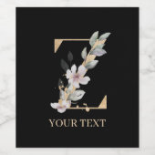 Zモノグラムフローラ パーソナライズされた ワインラベル (シングルラベル)