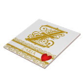 Zモノグラム名金ゴールドレース赤いハートテンプレートタイル タイル (側面)