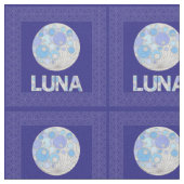 Zルナ満月の青および紫色の宇宙のギーク ファブリック (クローズアップ)