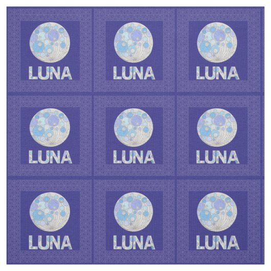 Zルナ満月の青および紫色の宇宙のギーク ファブリック (見本)