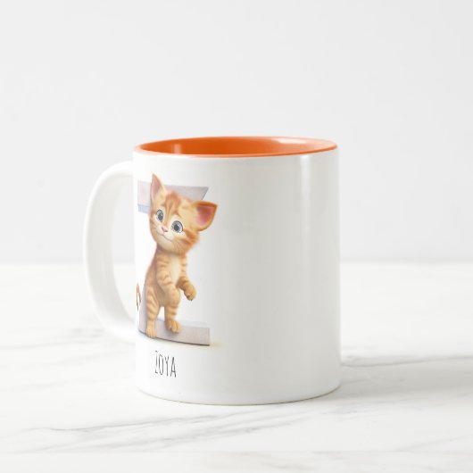 Z字猫アルファベットモノグラムコーヒーマグ ツートーンマグカップ (正面左)