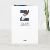 Z文字/赤いリボンモノグラム付きサンタクロース シーズンカード (裏面)