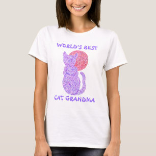 Z紫色猫および月の世界最も最高のな猫の祖母 Tシャツ