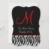 Z002Aを結婚する白黒のシマウマの赤いアクセント 招待状 (裏面)