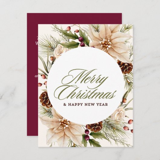 z100daysxmas,森,木,水彩の森,ハイキング,ハッピー シーズンカード (正面/裏面)