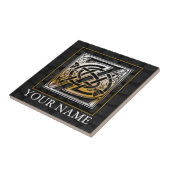 Z "あなたの名前"ケルト黒石モノグラムタイル タイル (側面)