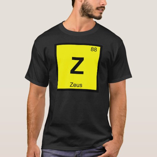 Z - ゼウス 神 化学 周期表 シンボル Tシャツ (正面)