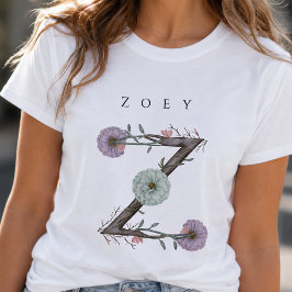 Z フラワーモノグラム モダン ミニマリスト Tシャツ