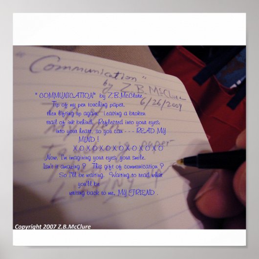 Z.B.マククレアの「COMMUNICATION」詩 ポスター (正面)