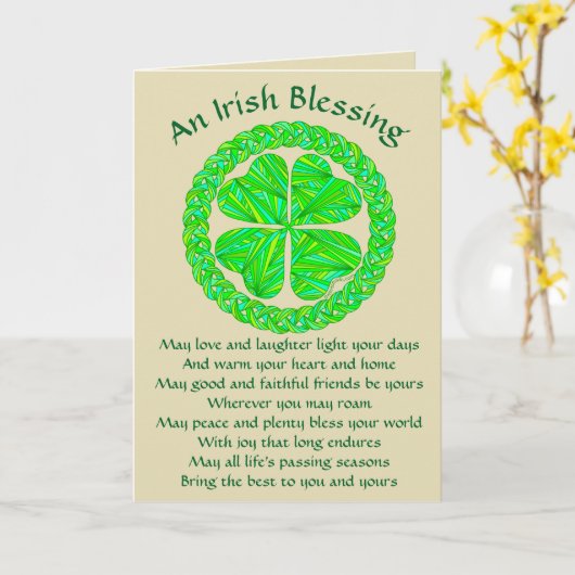 Z Irish Blessing Celtic Shamrock カード (黄色い花)