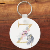 Z letter personalized name monogram with horse Two キーホルダー (正面)